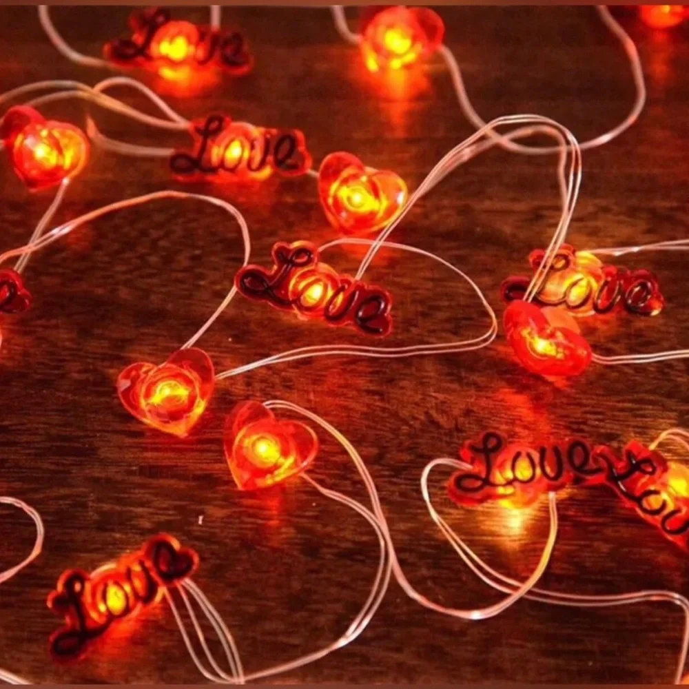 Red 'Love' Heart String Lights - Home Holiday Decor